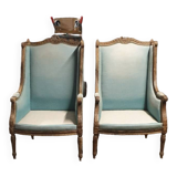 2 Louis XVI shepherdess armchairs
