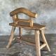 Small brutalist bench with backrest and armrests in Asian blonde teak H67 L6