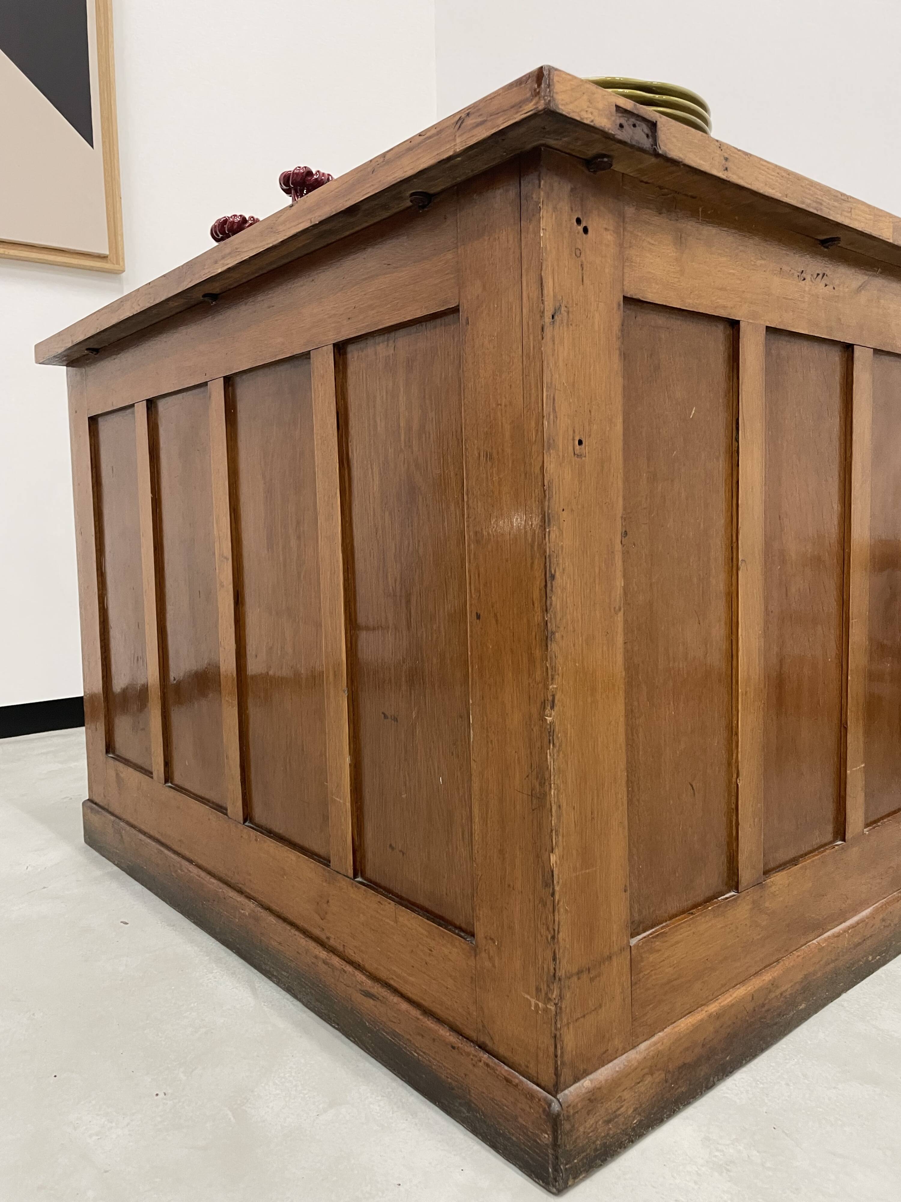 Oak and veneer counter or desk