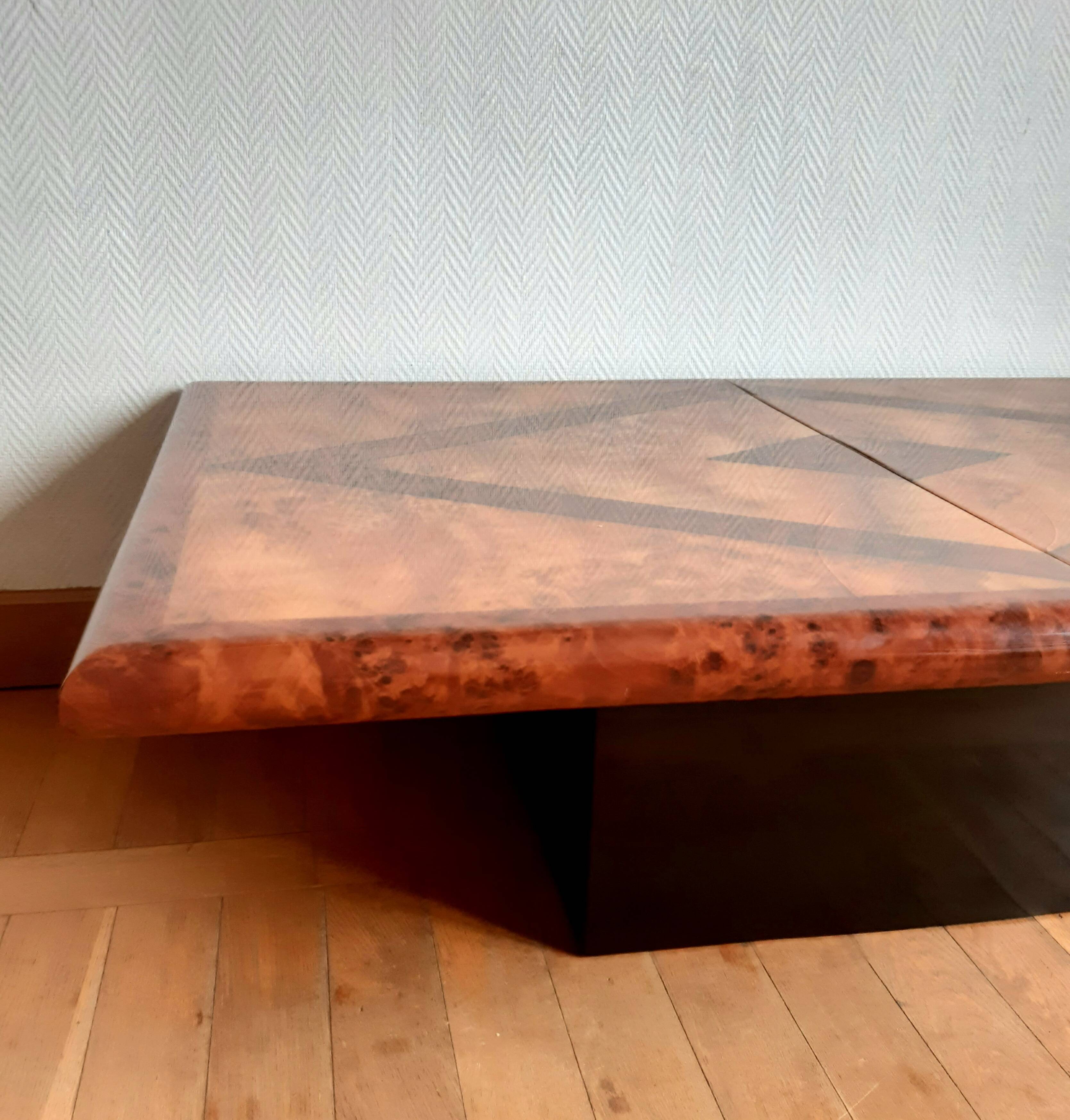 1970s Elm Burl Bar Coffee Table