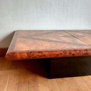 1970s Elm Burl Bar Coffee Table
