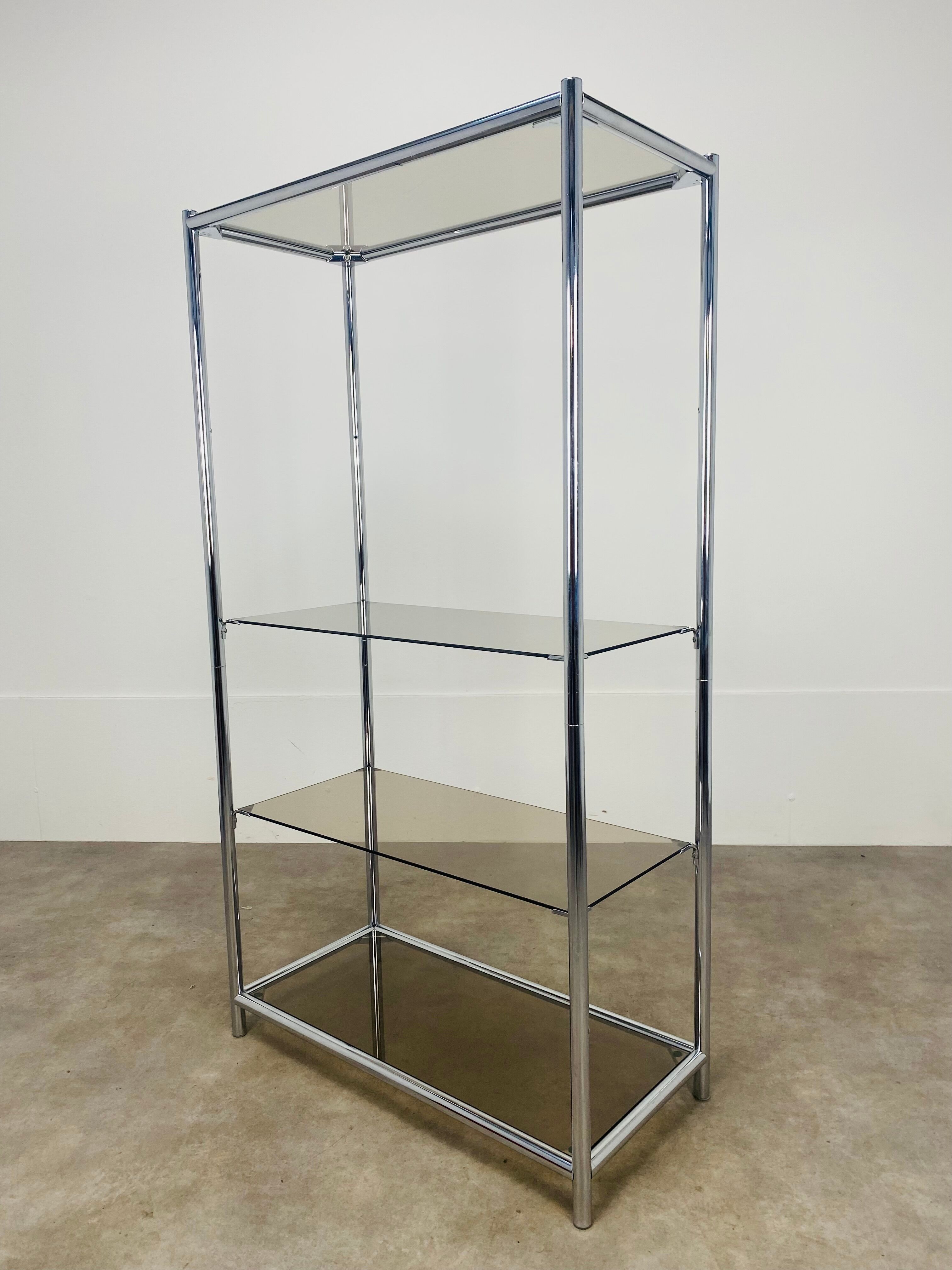 Shelf chrome and smoked glass 70s