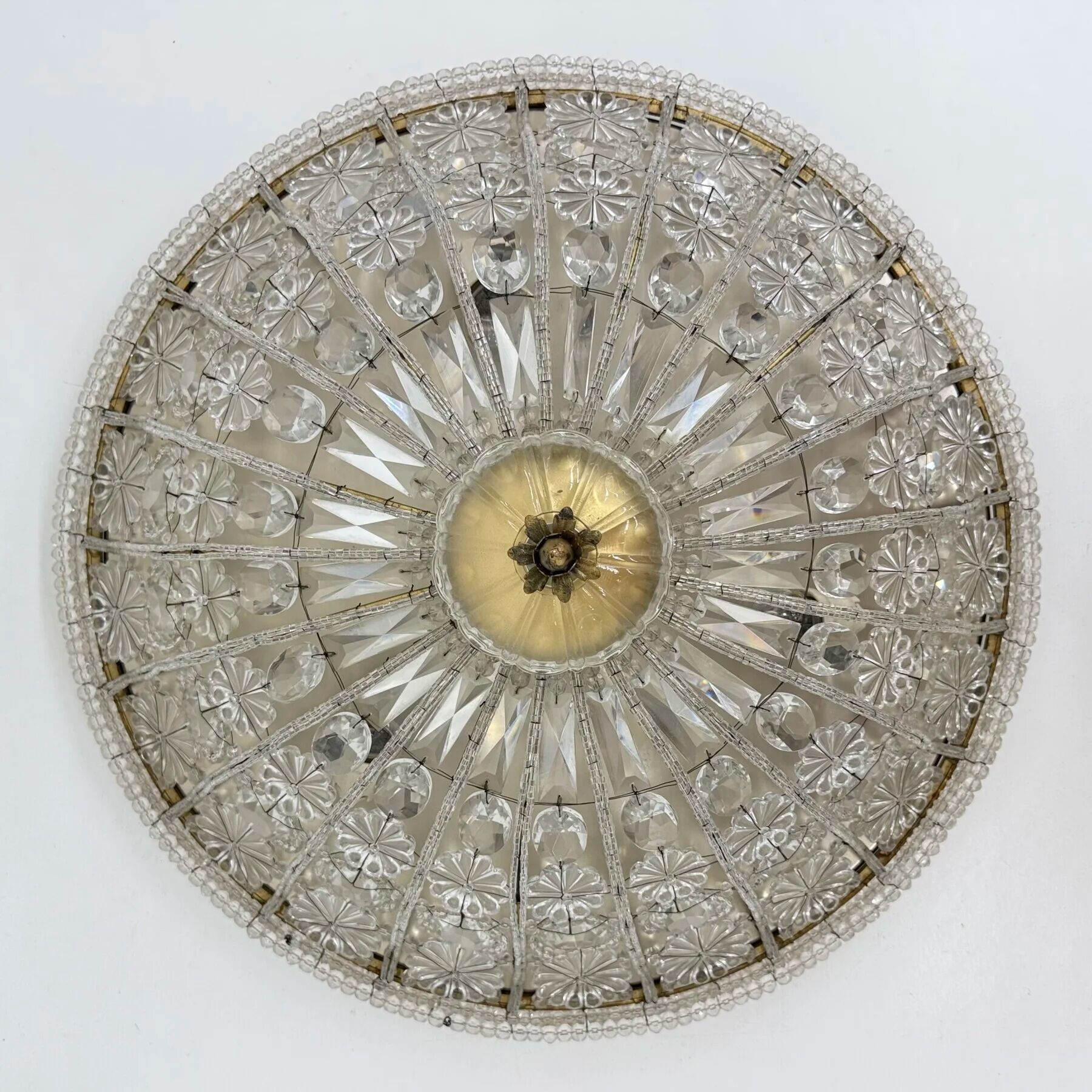 Large crystal Banci Italy ceiling lamp, 1960s