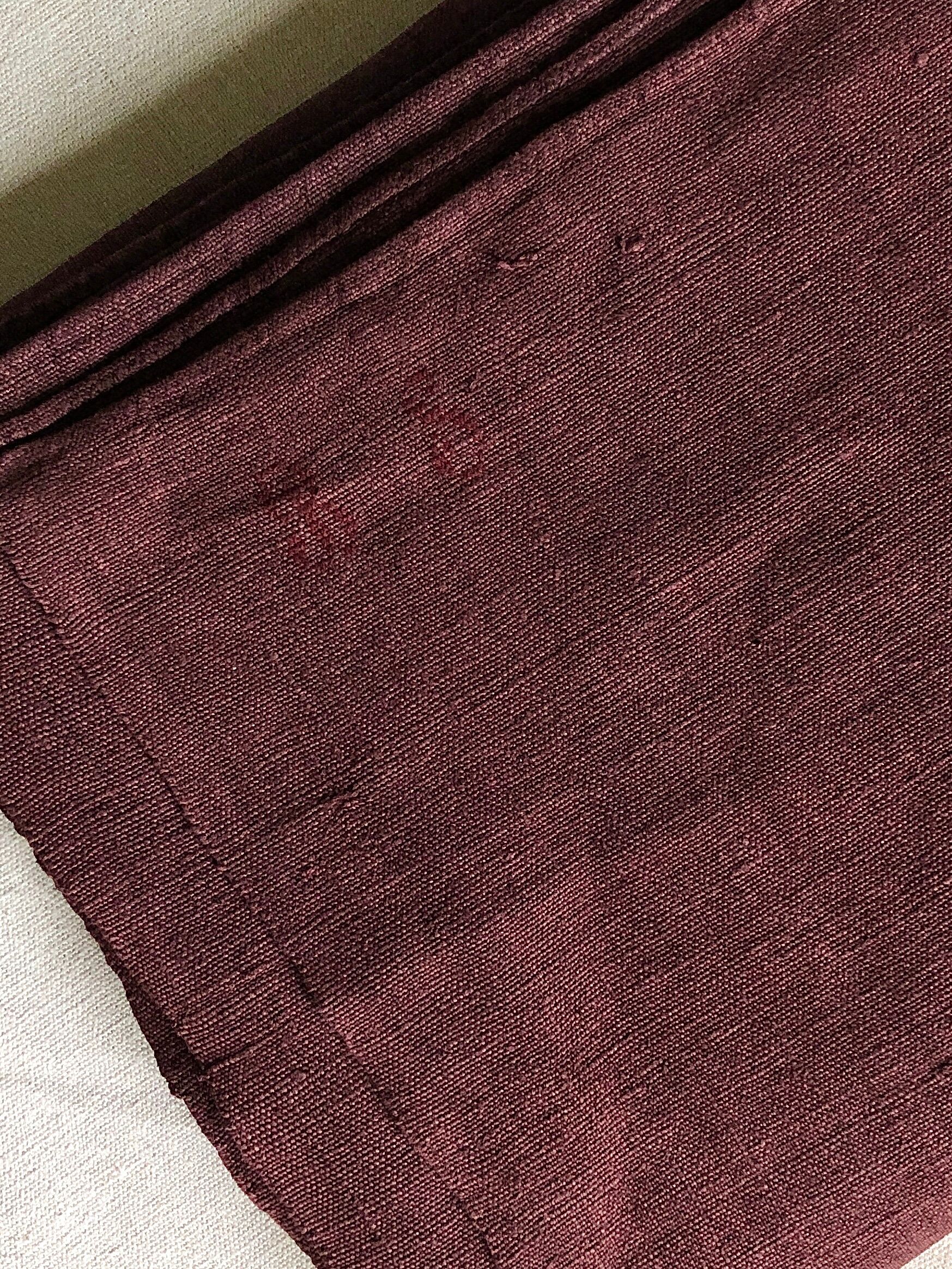 Old harvest tablecloth in pure hemp tinted with eggplant