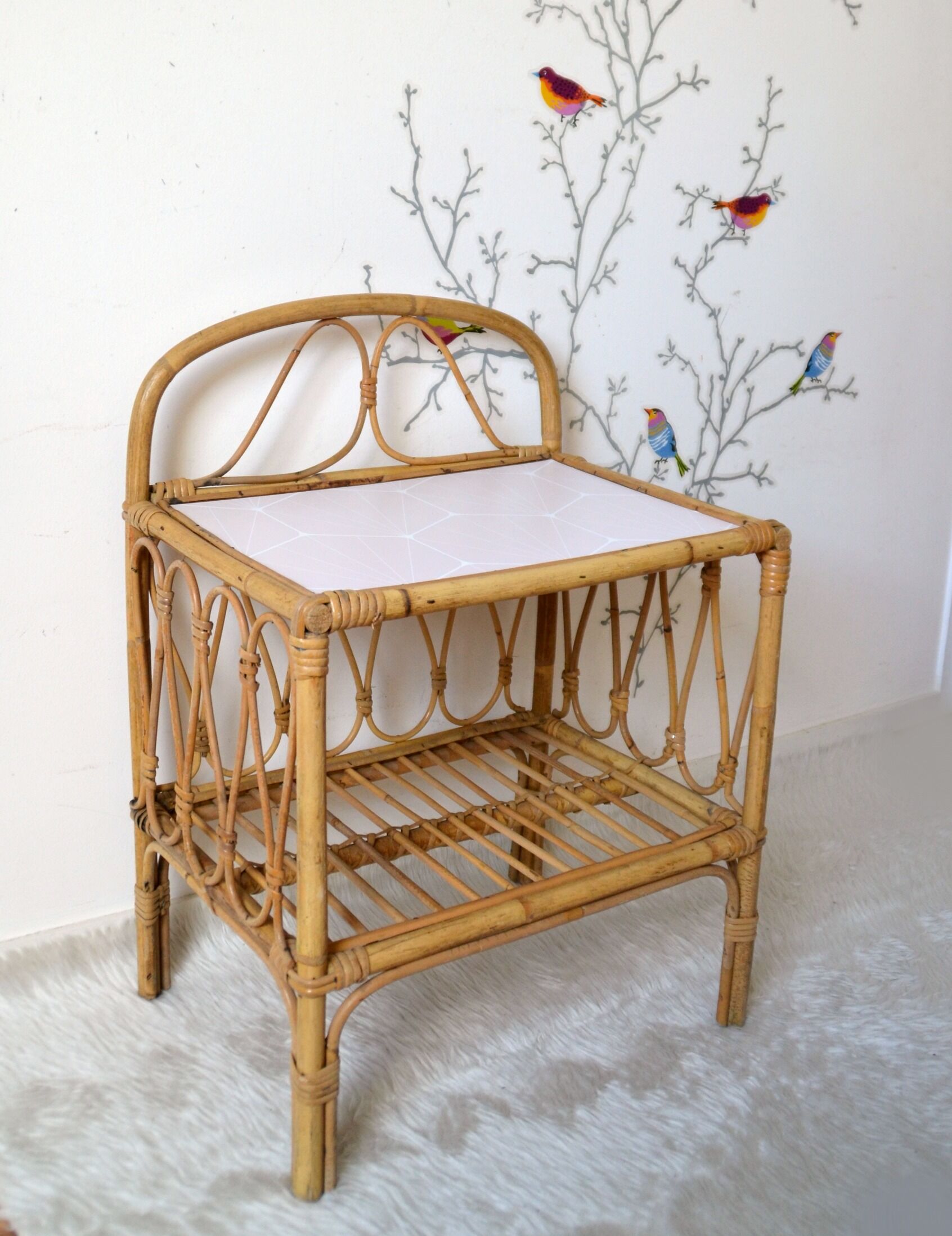 Table de chevet en rotin