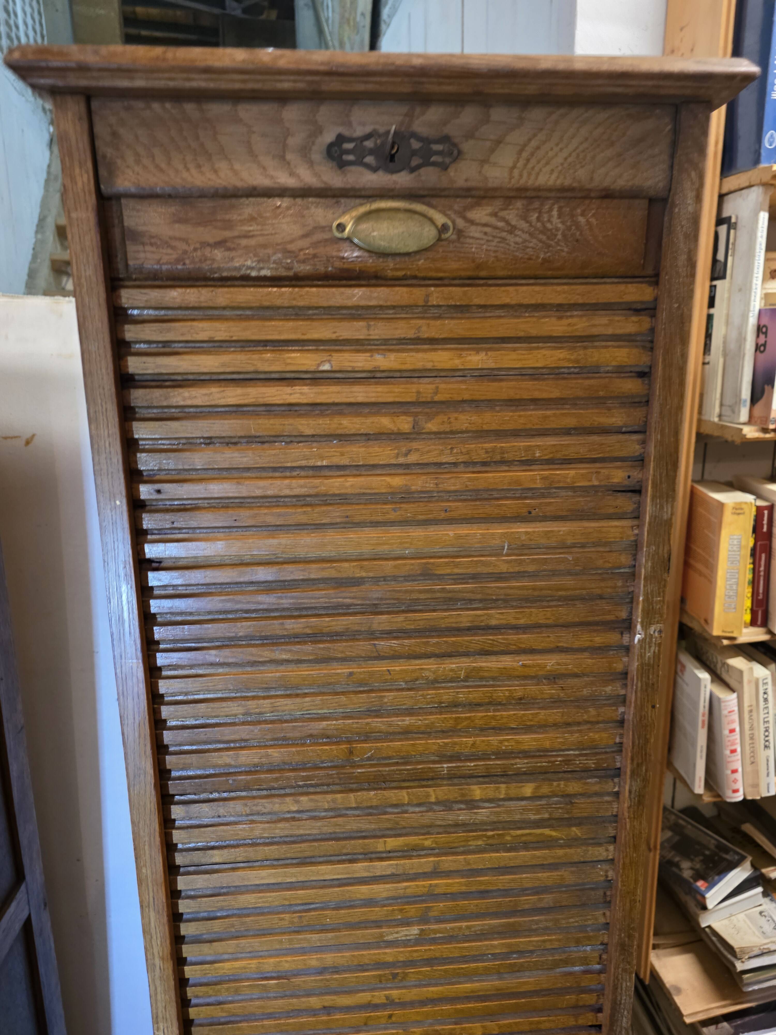 Pair of oak curtain file cabinets