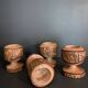 Brutalist egg cups in vintage raw solid wood