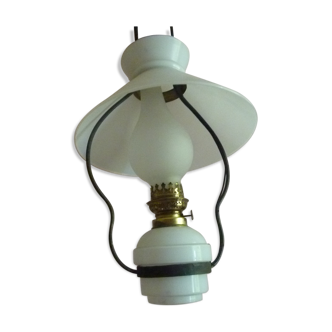 Suspension vintage rare années 60 lustre en forme de lampe à pétrole ancienne fer forgé