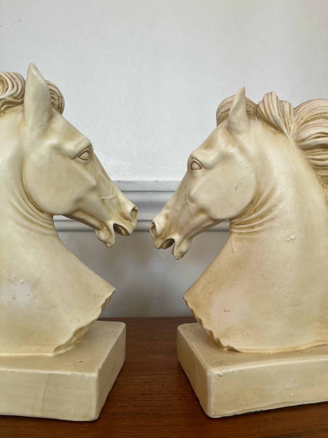 Pair of plaster horse bookends