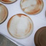 Series of 9 vintage stoneware plates by Les Poteries du Marais, France