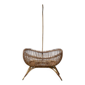 Vintage rattan cradle