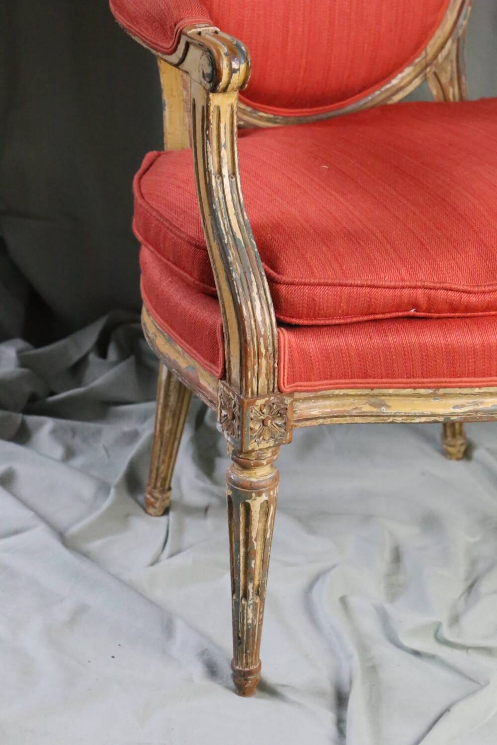 Louis XVI style cabriolet medallion armchair