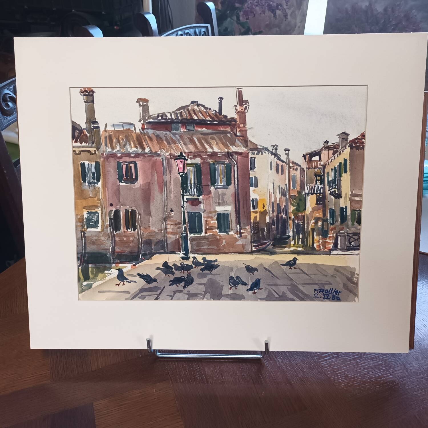 Watercolor place for pigeons