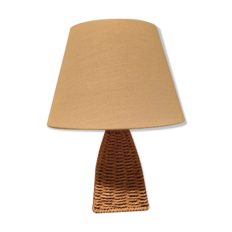 Braided rope foot table lamp, linen ecru lampshade
