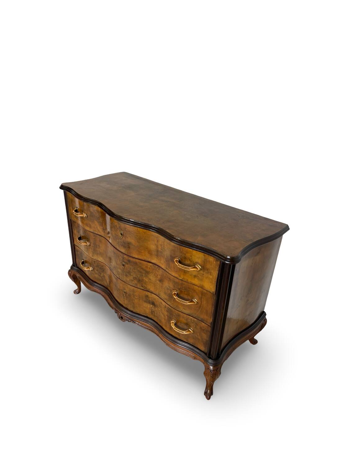 Commode italienne Art déco en loupe de noyer, années 1940-50
