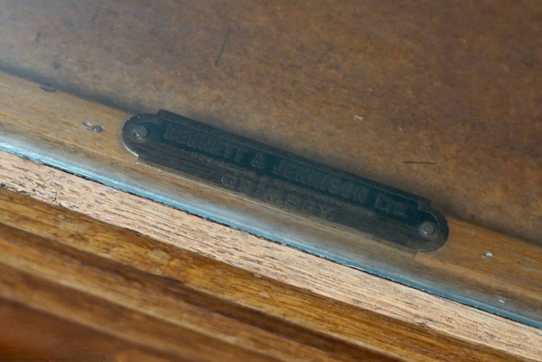 Antique British maple & oak haberdashery cabinet or shop counter, 1930s