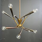 Lustre italien en laiton du milieu du siècle, années 1960