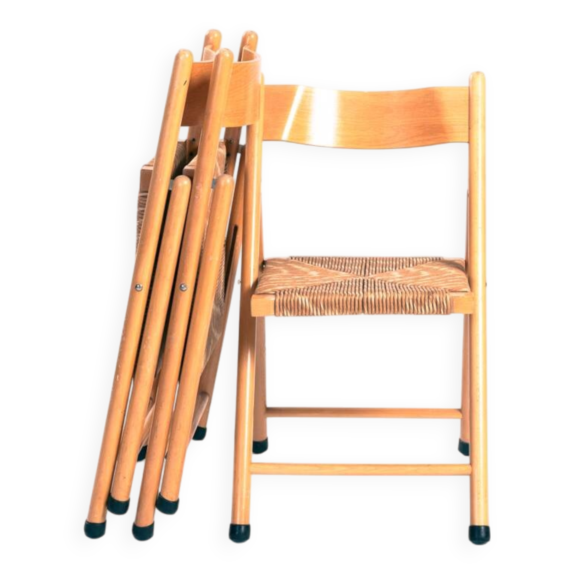 Vintage Italian straw folding chairs, set of 3