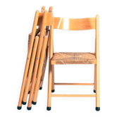 Chaises pliantes italiennes vintage en paille, lot de 3