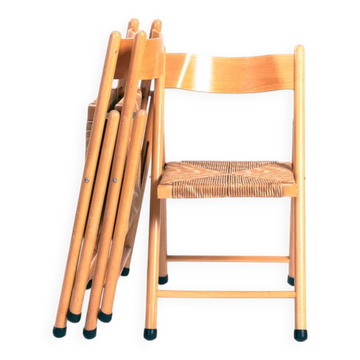 Vintage Italian straw folding chairs, set of 3
