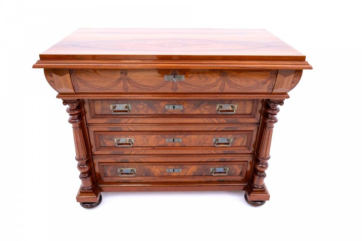 Antique walnut chest of drawers, Northern Europe, circa 1900.