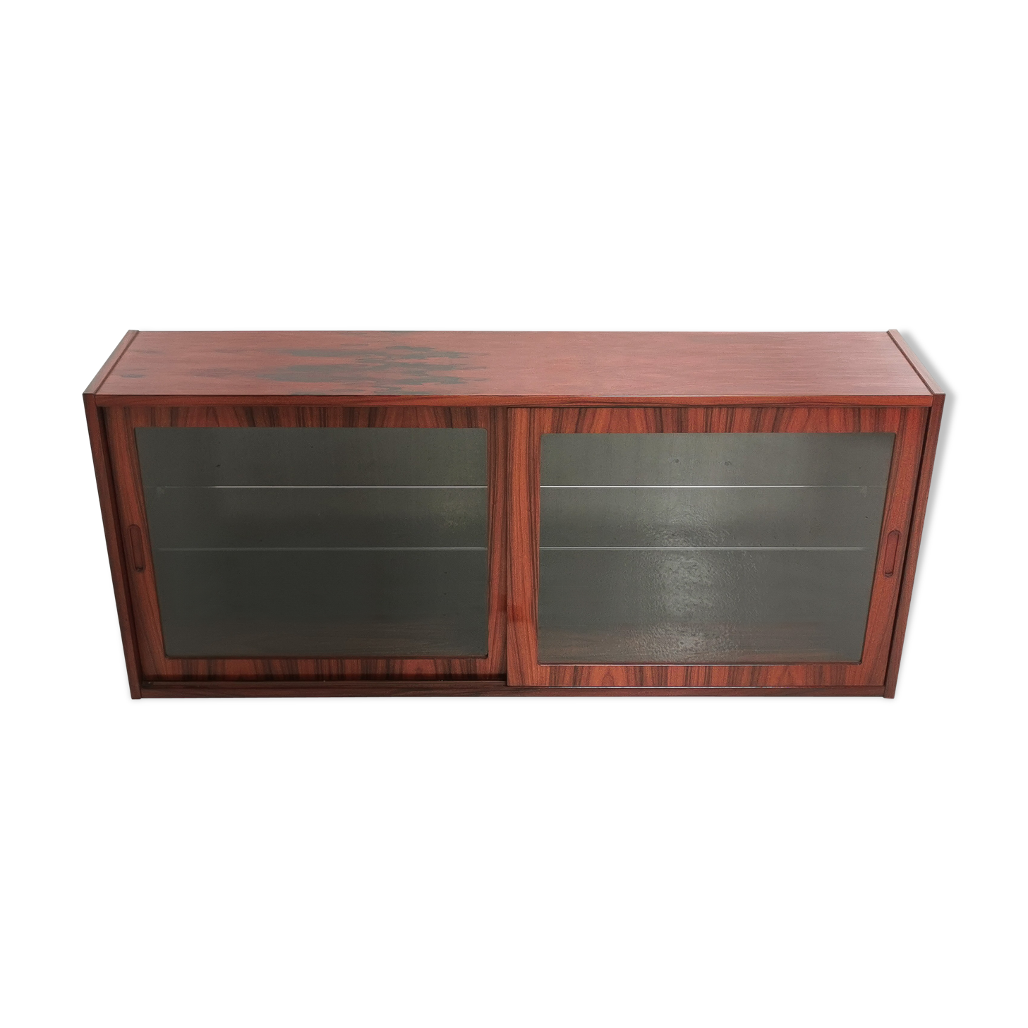 Danish Hundevad rosewood wall unit display cabinet 70s mid century vintage
