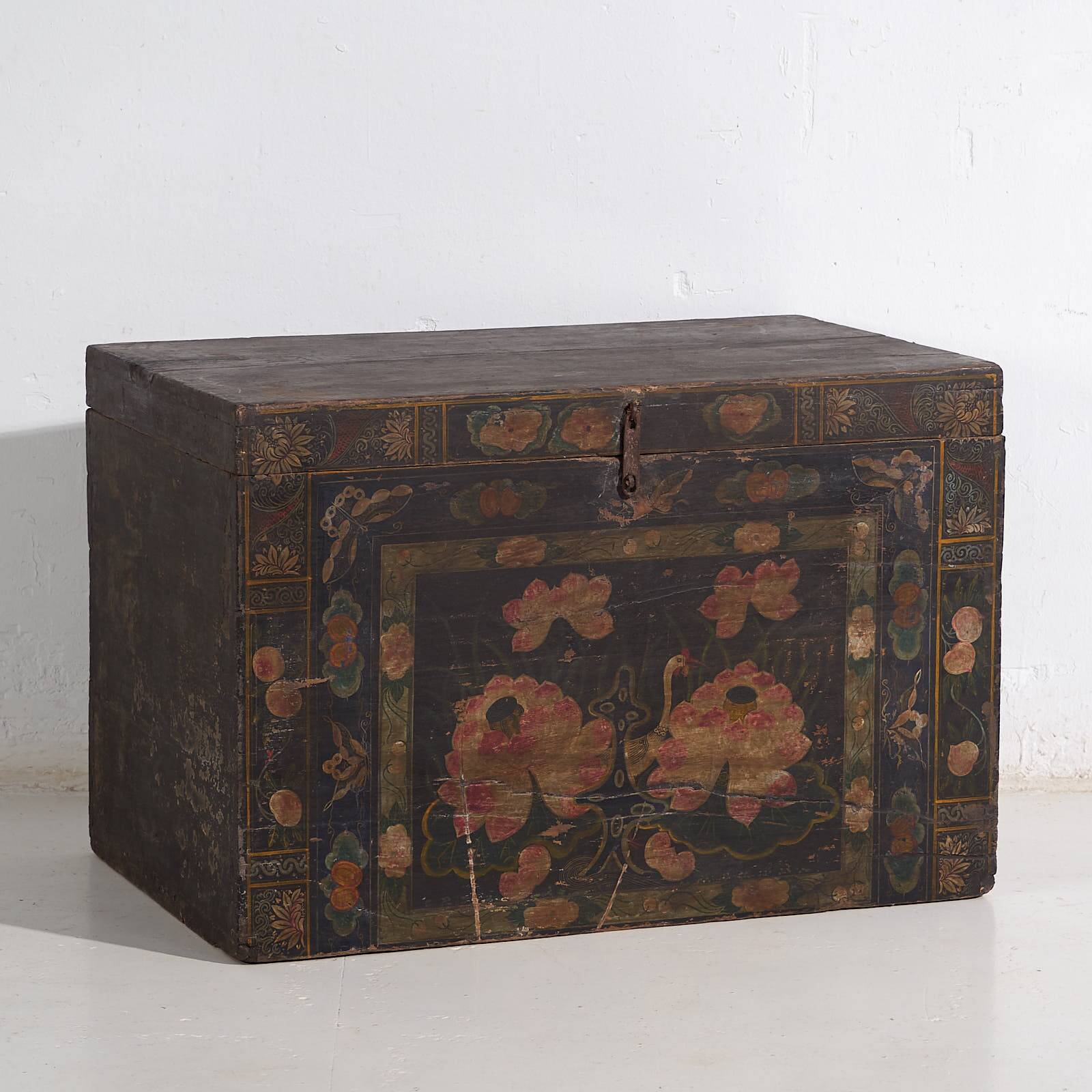 Antique opera chest with lotus flowers, China, circa 1900
