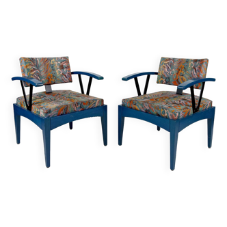 Pair of Baumann designer armchairs, France, 1970s/80s