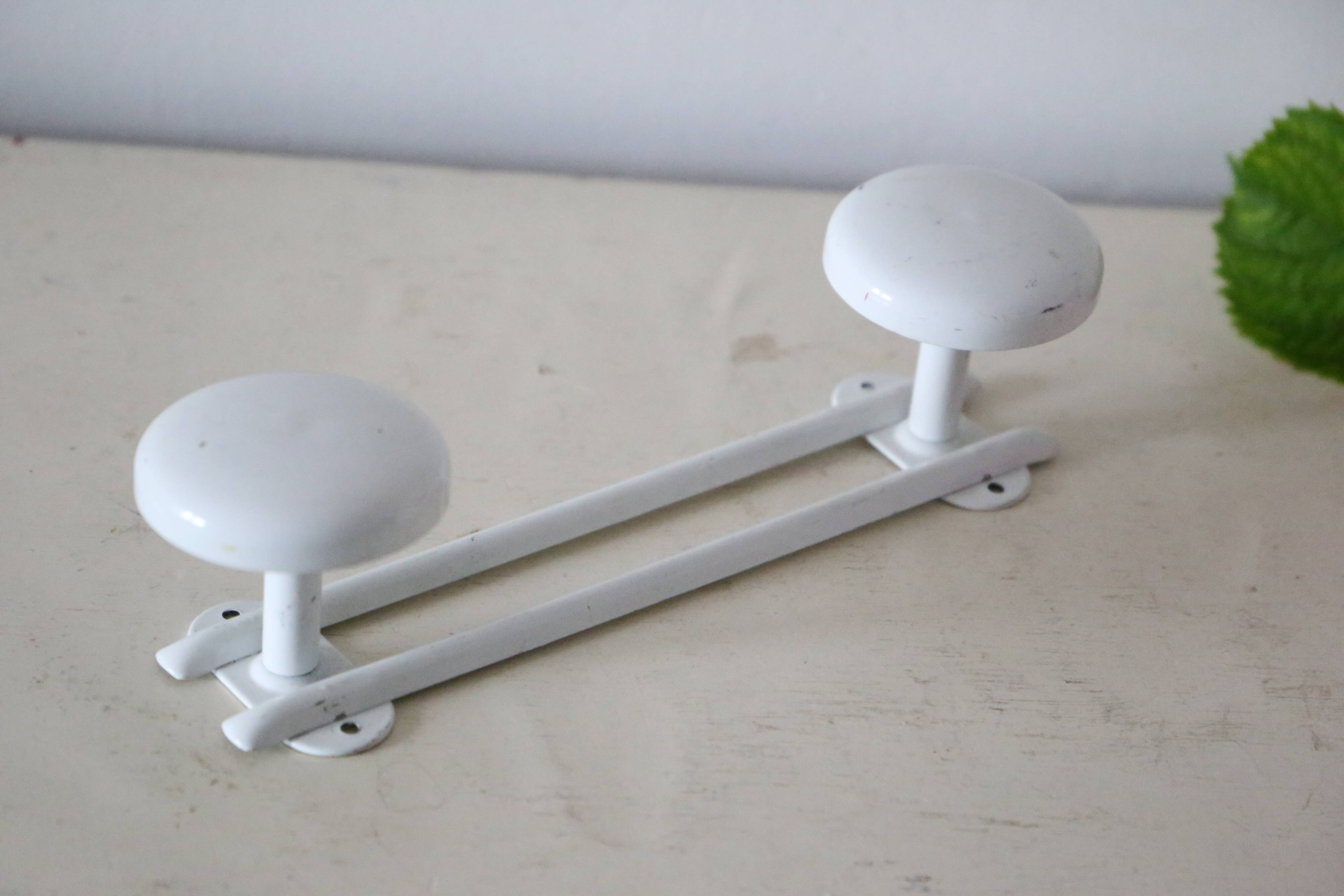 White metal wall coat rack, vintage