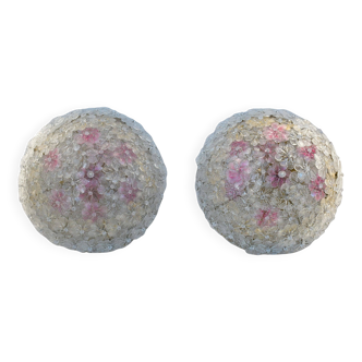 Amazing set of 2 Murano glass ceiling flower by Seguso for Venini