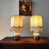 Pair of brass lamps