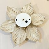 Masca 1970s 1980s Hollywood Regency Gold Leaf Metal Flower Wall Sconce