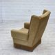 1970s, Danish highback armchair, honey yellow furniture velour.