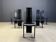 Vintage black leather dining chairs, set of 6, 1980s
