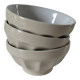 Trio de bols de ferme beige facetté & intérieur blanc