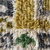 Mid-century Modern High Pile, Yellow, White, Green & Grey Rya Rug, Sweden, 1960s