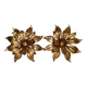 Pair of Florentine Wall Lamps / Ceiling Lights Golden Metal Leaves