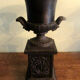 Pair of Medici vases, cast iron, on base