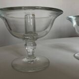 Pair of 19th century Medici glass candlesticks with button feet