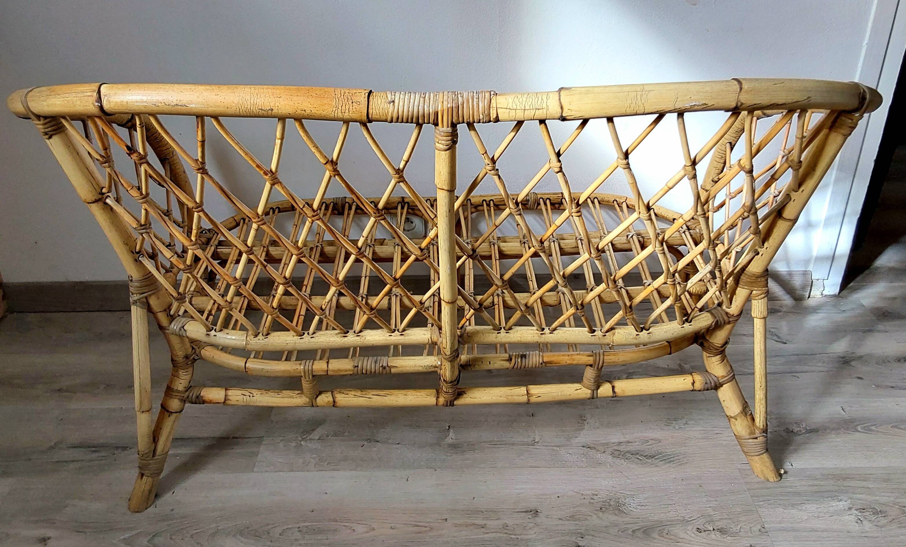Banquette en rotin vintage