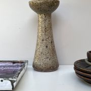 Glazed stoneware vase-candle holder, Alain Blanchard, Poterie du Méjou 1970