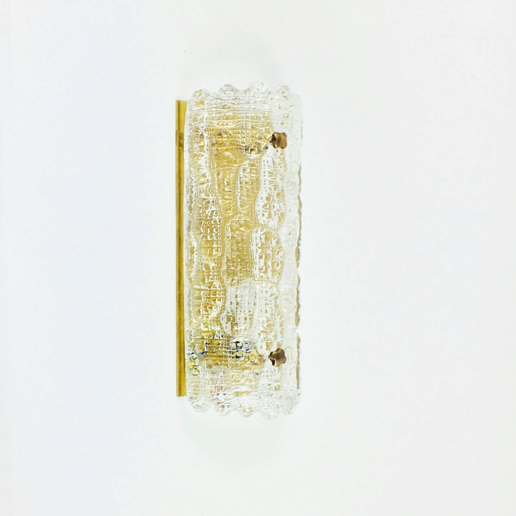 Mid Century Scandinavian Glass & Brass Wall Light by Carl Fagerlund, 1960s
