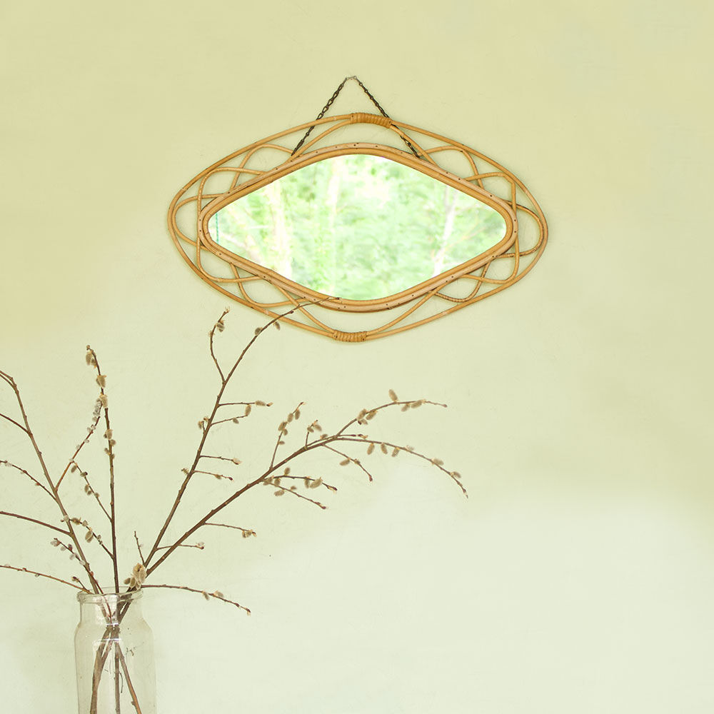 Vintage rattan mirror 37x61cm