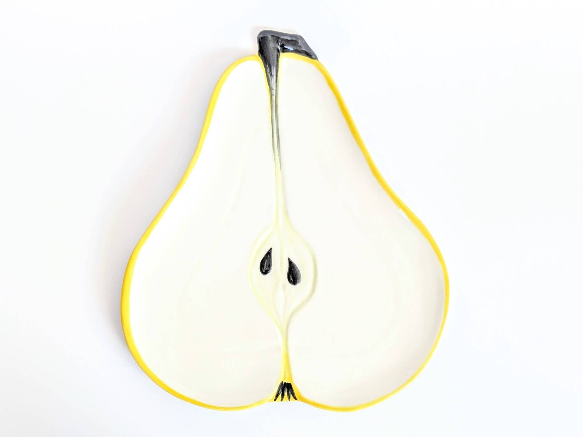 Grande assiette poire vintage | Ernestine Cannon, Italie, années 60