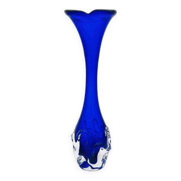 Vase Bo Borgström Åseda Glassworks Jack in the Pulpit Blue 31cm 1960