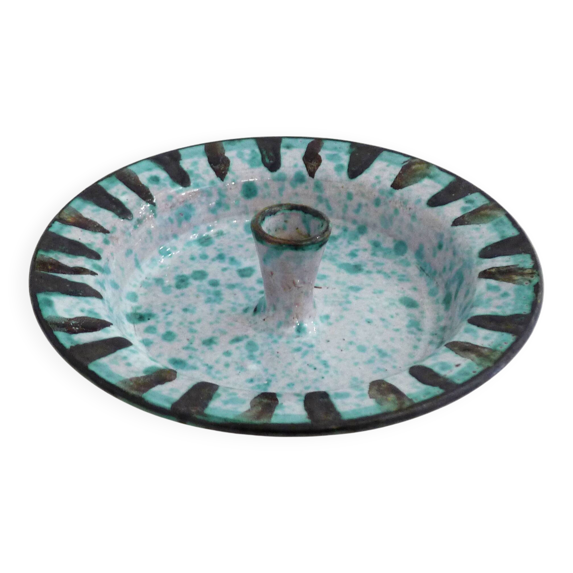 Midcentury speckled candle holder