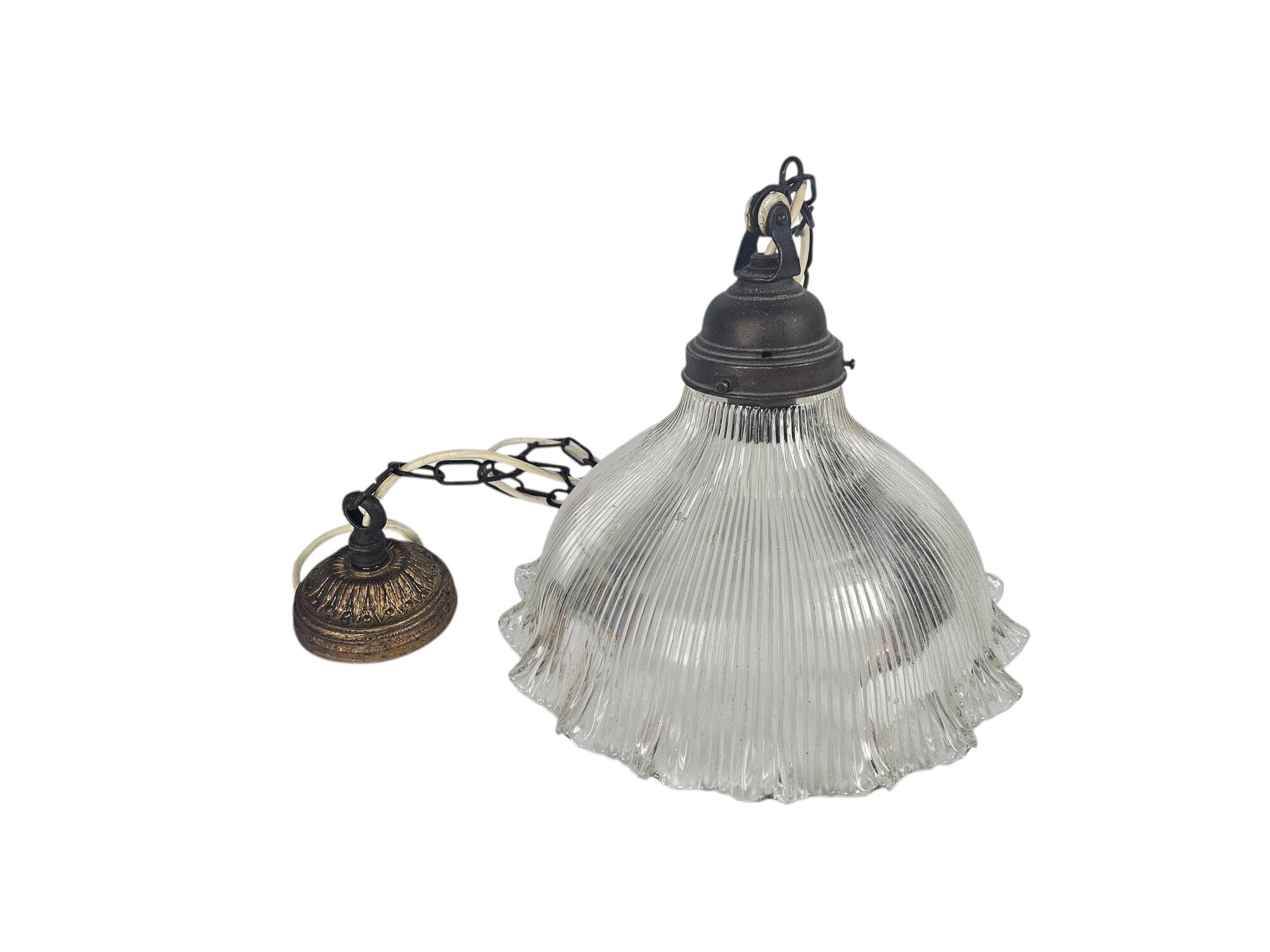 Art Déco - Holophane - suspension - cristal - années 1950