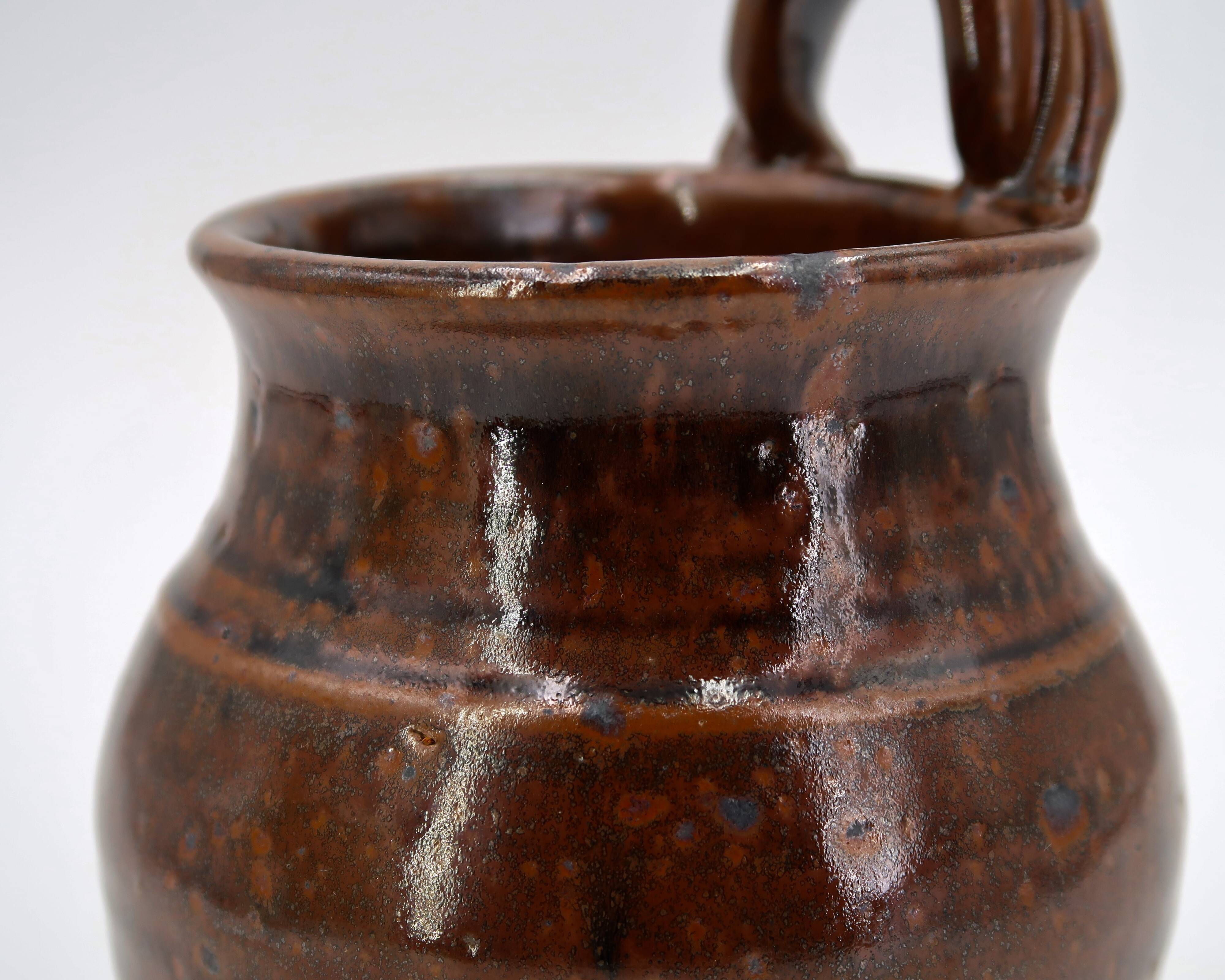 Brown ceramic wall vase by Guy Baudat, 1970s