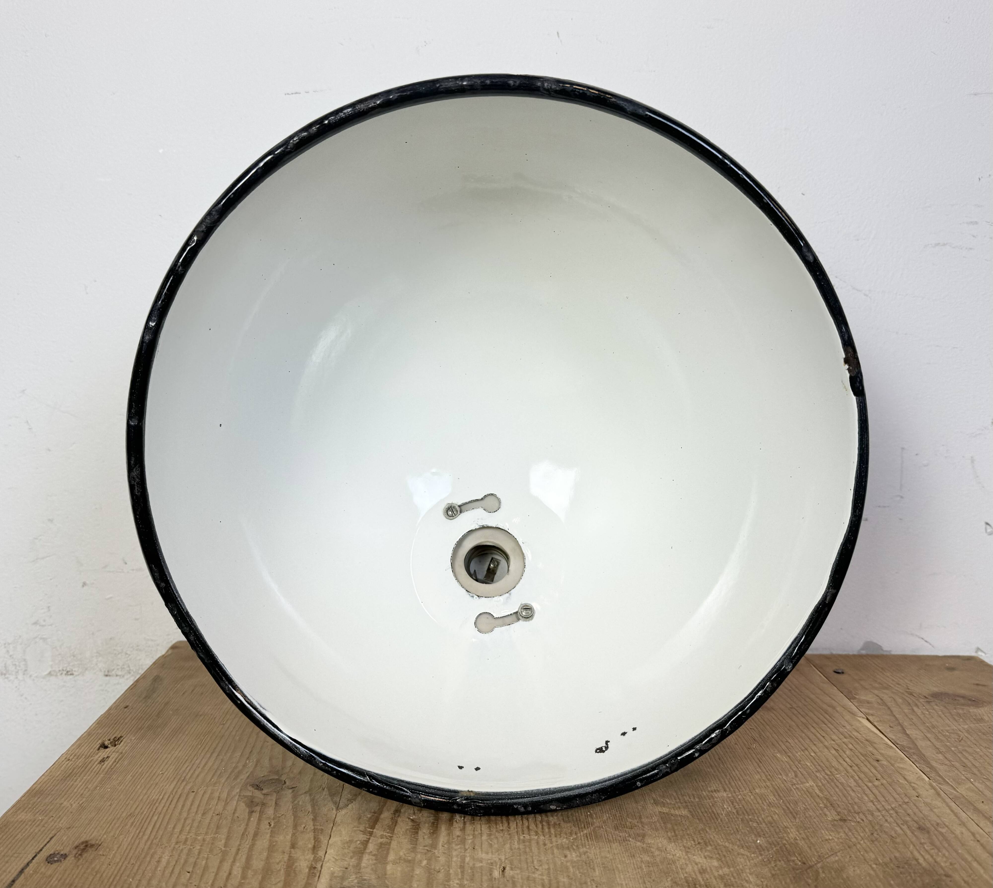 Industrial Soviet White Enamel Pendant Lamp, 1960s