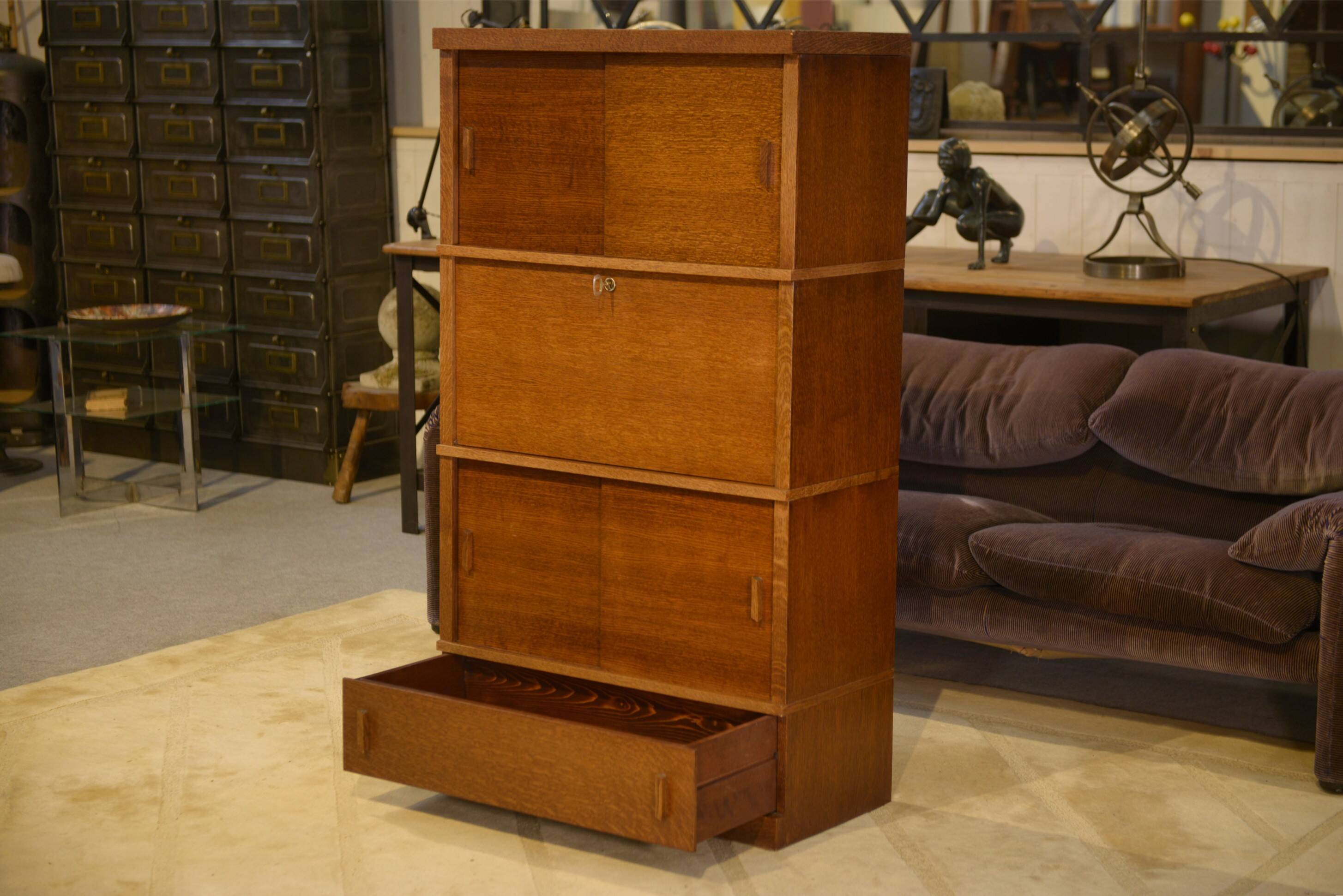Armoire secrétaire en chêne 1980’s